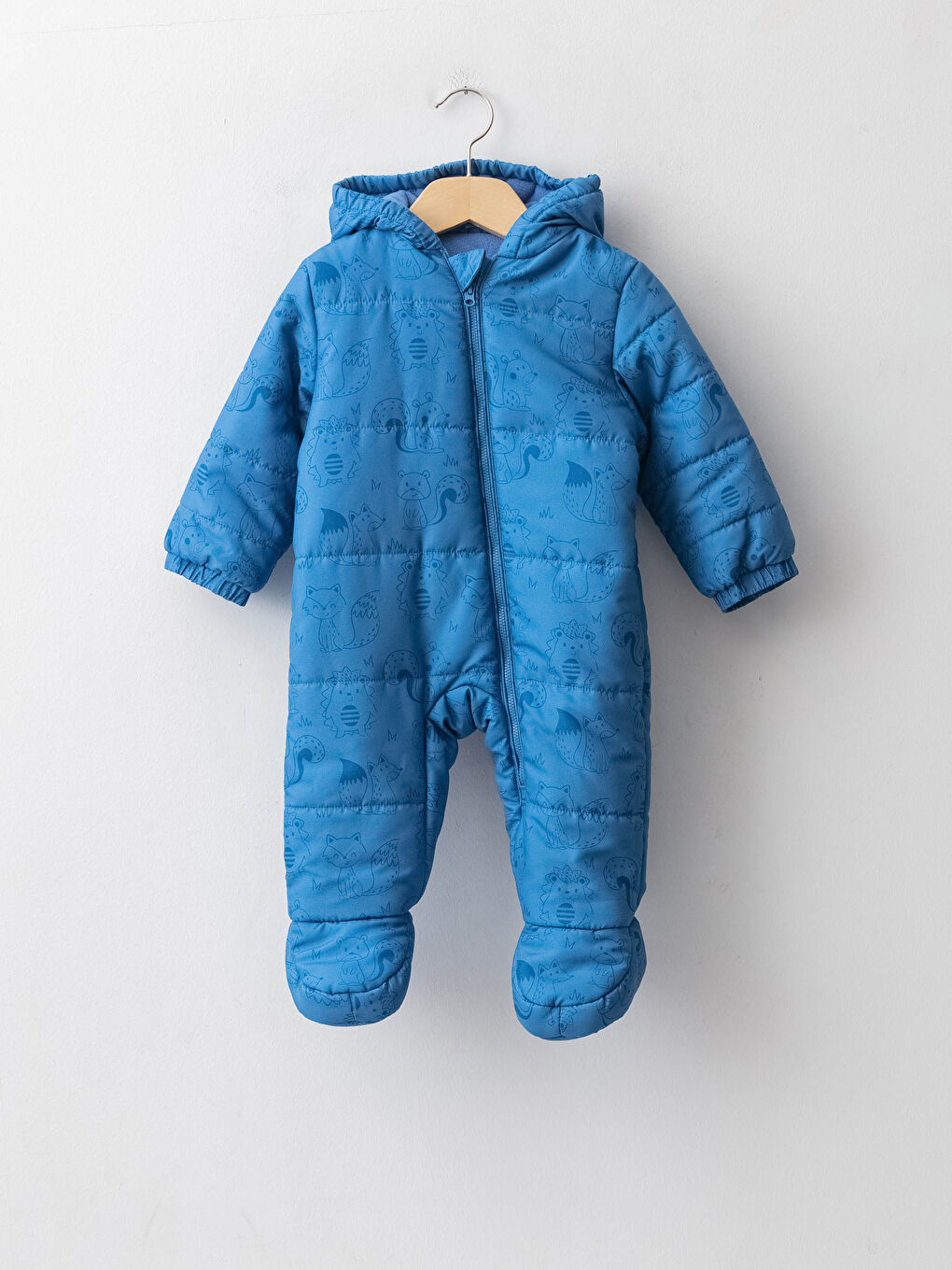 Kapüşonlu Uzun Kollu Baskılı Kalın Erkek Bebek Astronot Mont