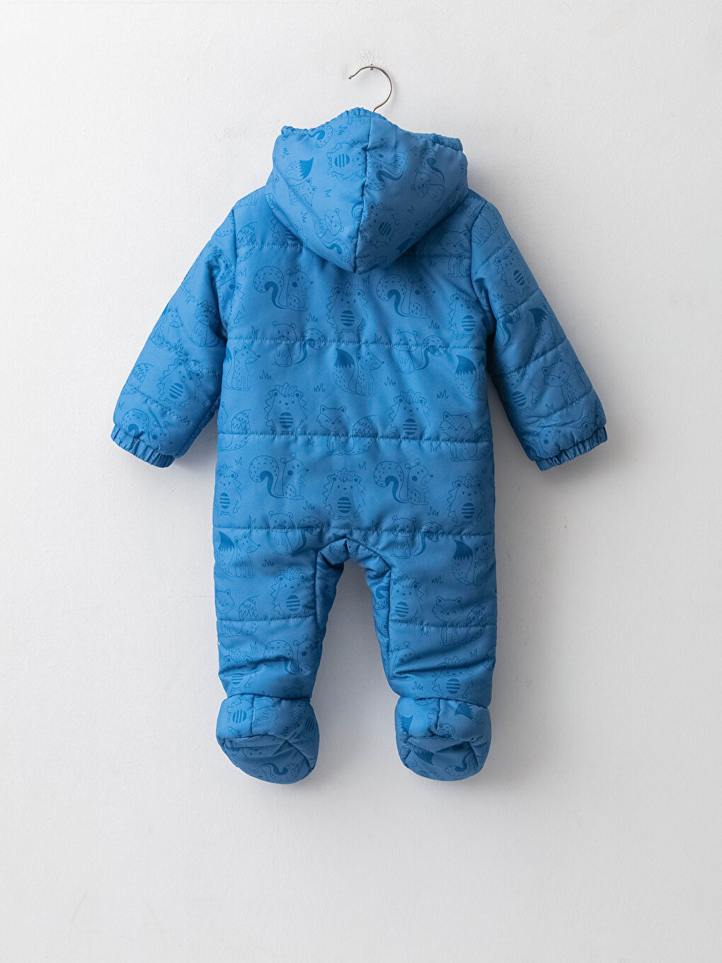 Kapüşonlu Uzun Kollu Baskılı Kalın Erkek Bebek Astronot Mont-1