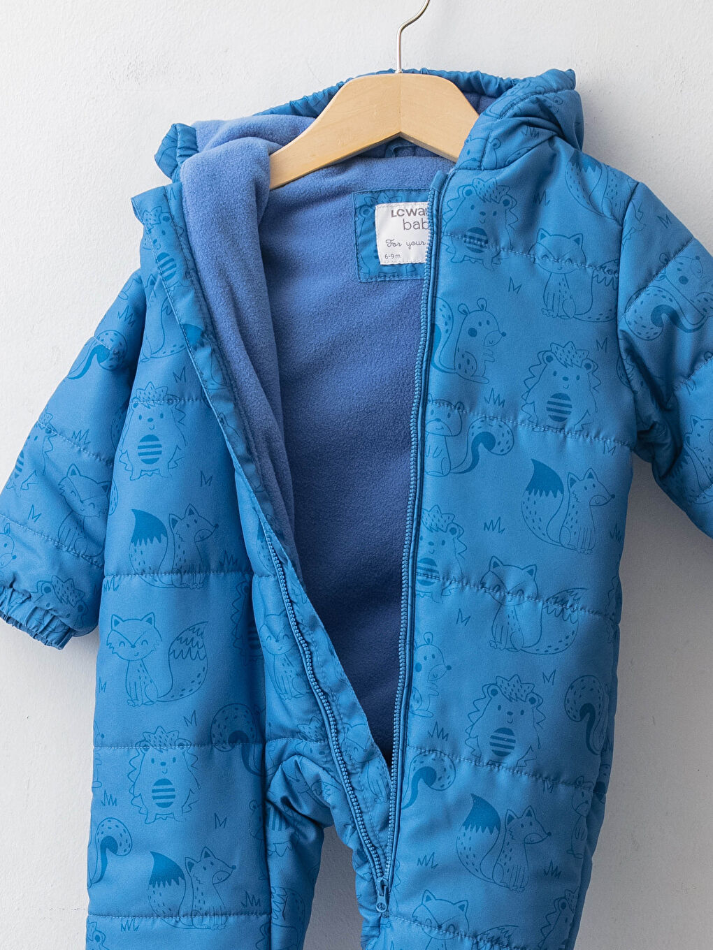 Kapüşonlu Uzun Kollu Baskılı Kalın Erkek Bebek Astronot Mont-2