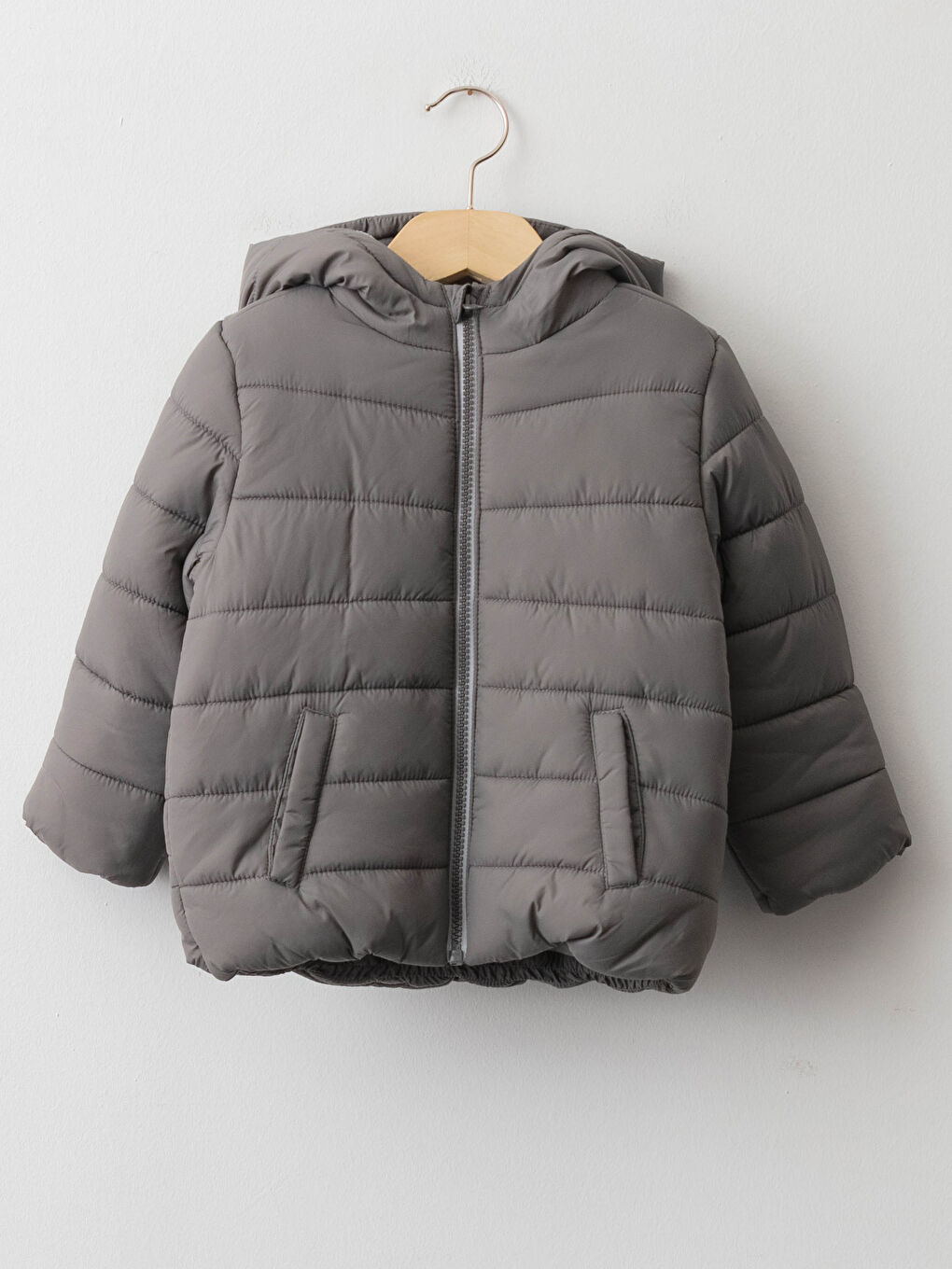 Hooded Long Sleeve Basic Baby Boy Zippered Coat