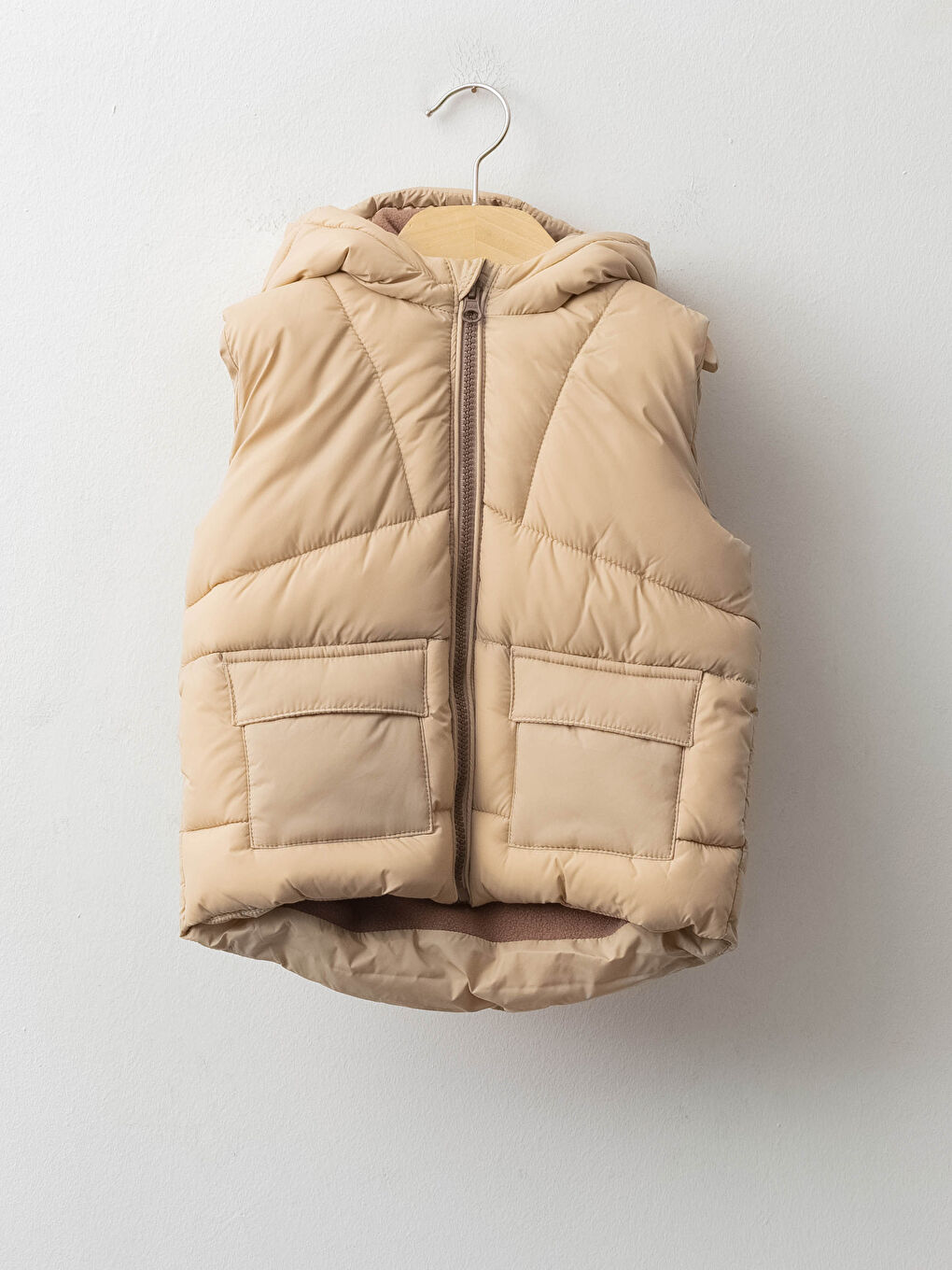 Doudoune Sans Manches Bébé Garçon Basique Zippée À Capuche