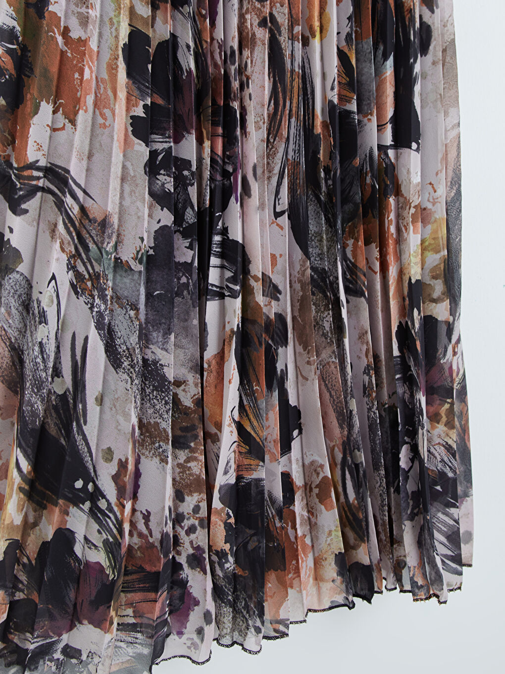 Kahverengi Beli Lastikli Desenli Uzun Etek-6