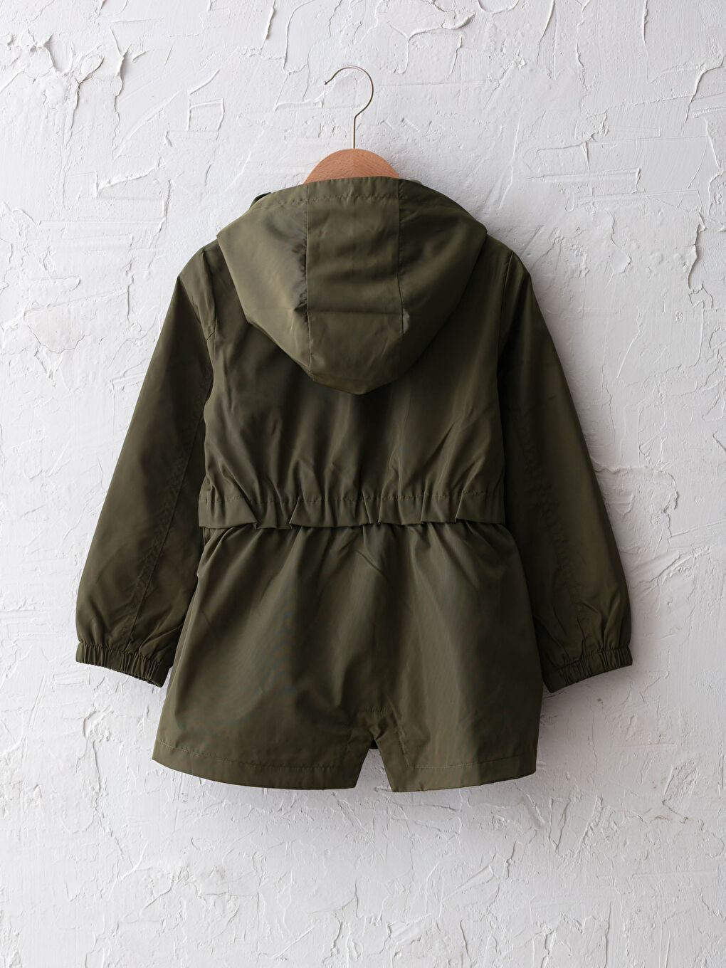 Haki Kapüşonlu Basic Kız Çocuk İnce Mont-1