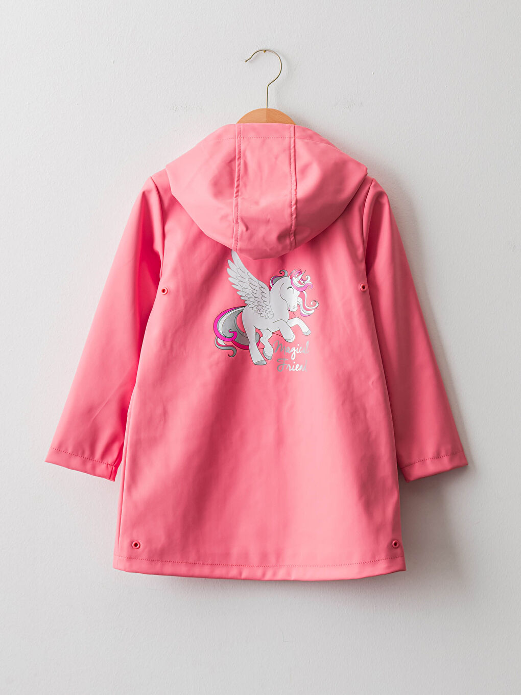 Hooded Printed Girls' Raincoat-1