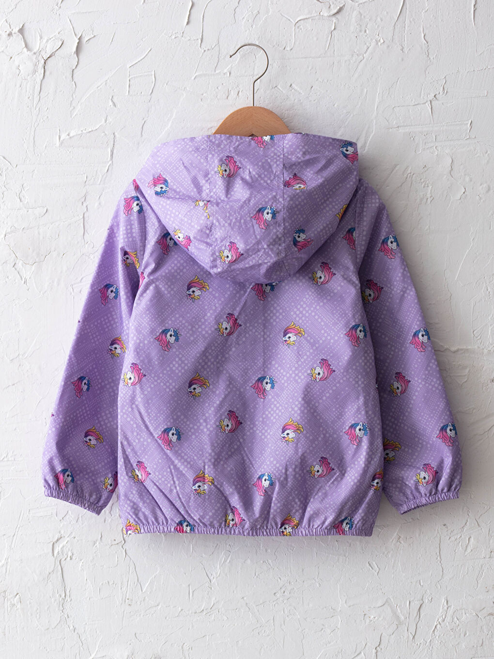 Girl Slim Raincoat With Hooded Zipper Closure-1