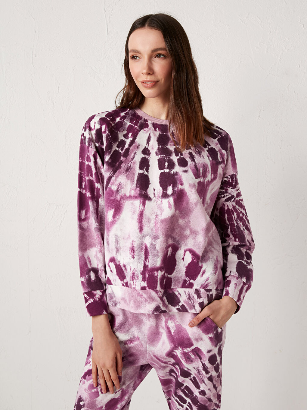 Karışık Bisiklet Yaka Pamuklu Sweatshirt-3