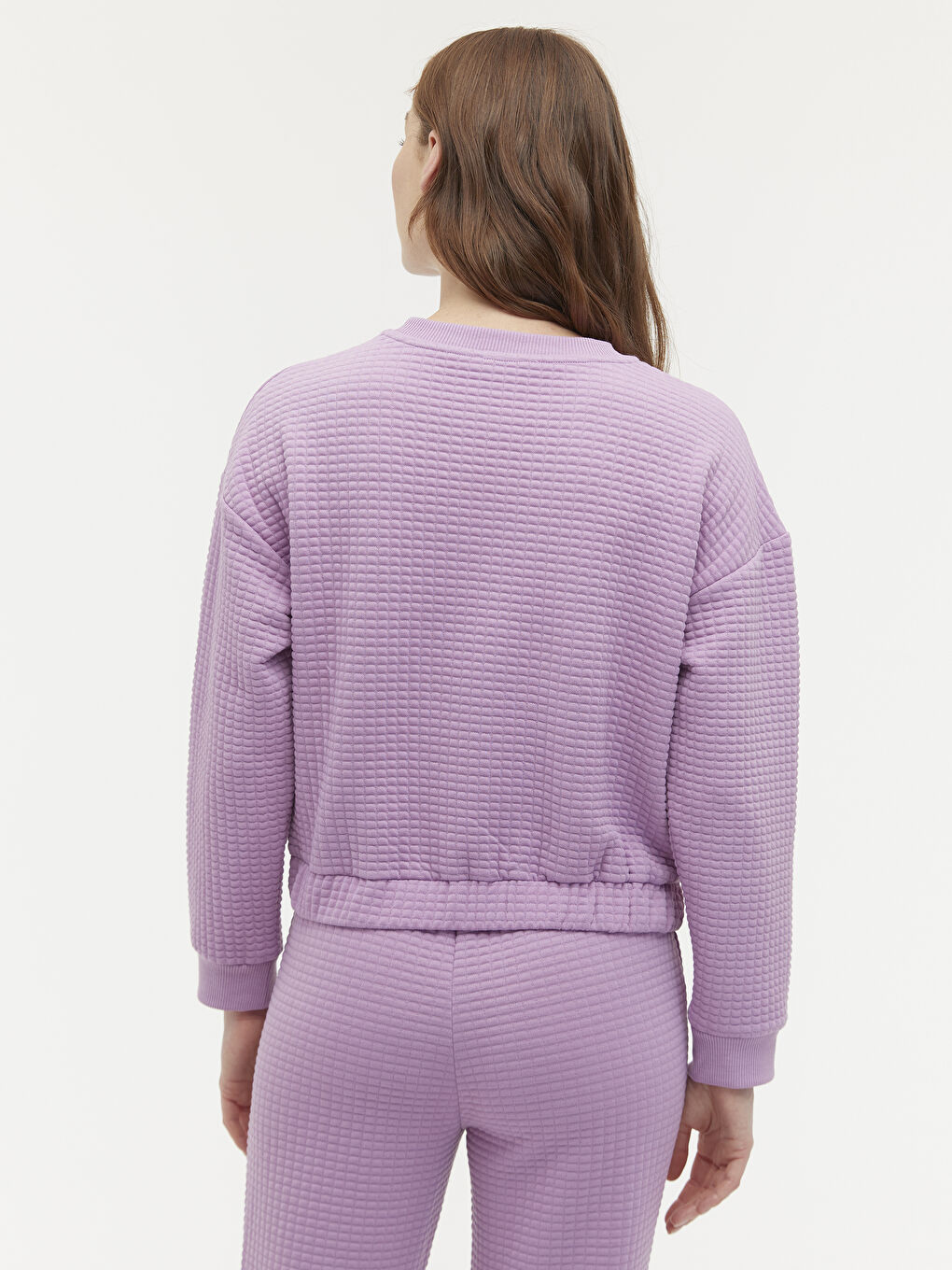 Lila Desenli Bisiklet Yaka Sweatshirt-4