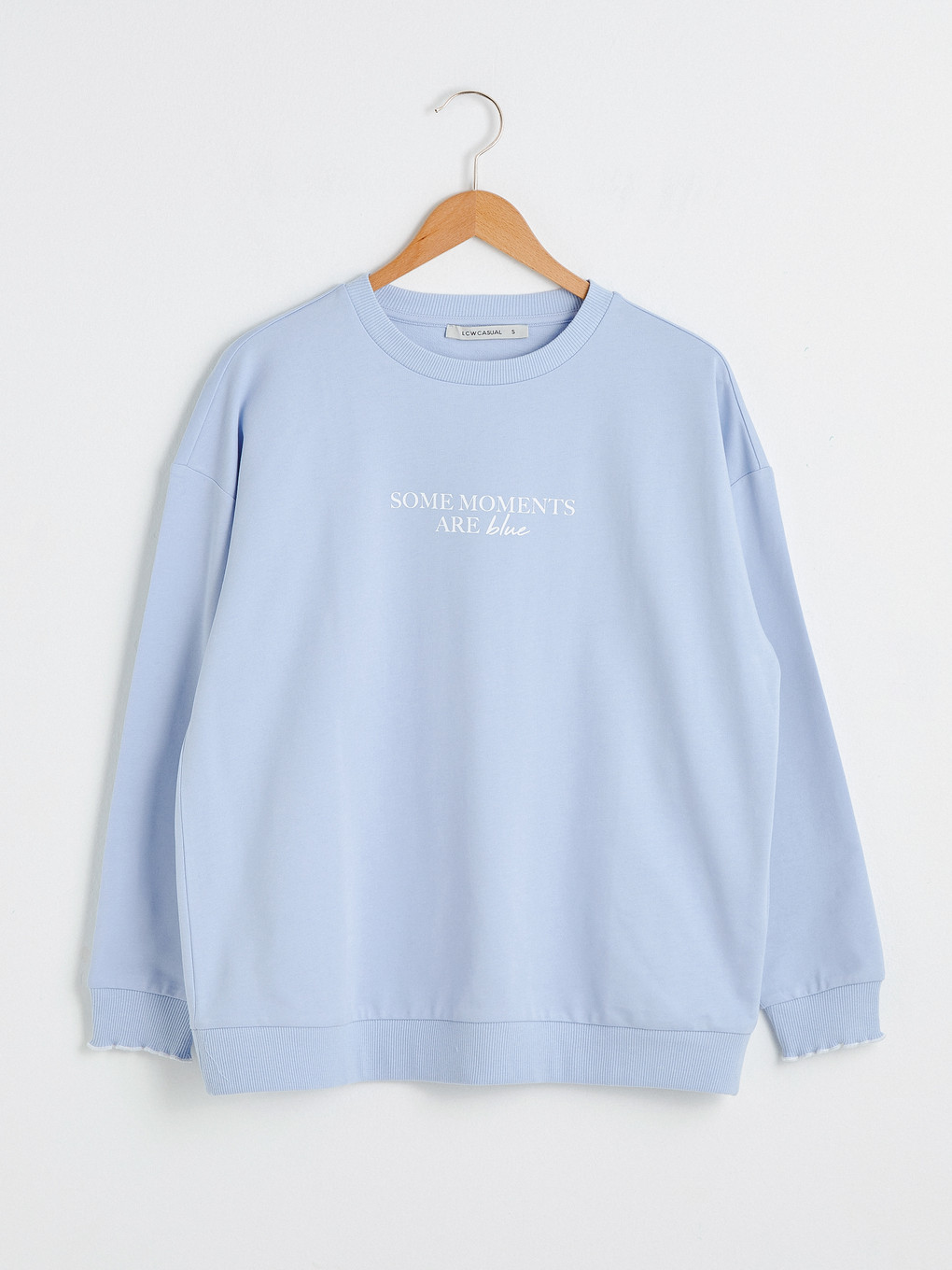 Mavi Slogan Baskılı Bisiklet Yaka Sweatshirt-5