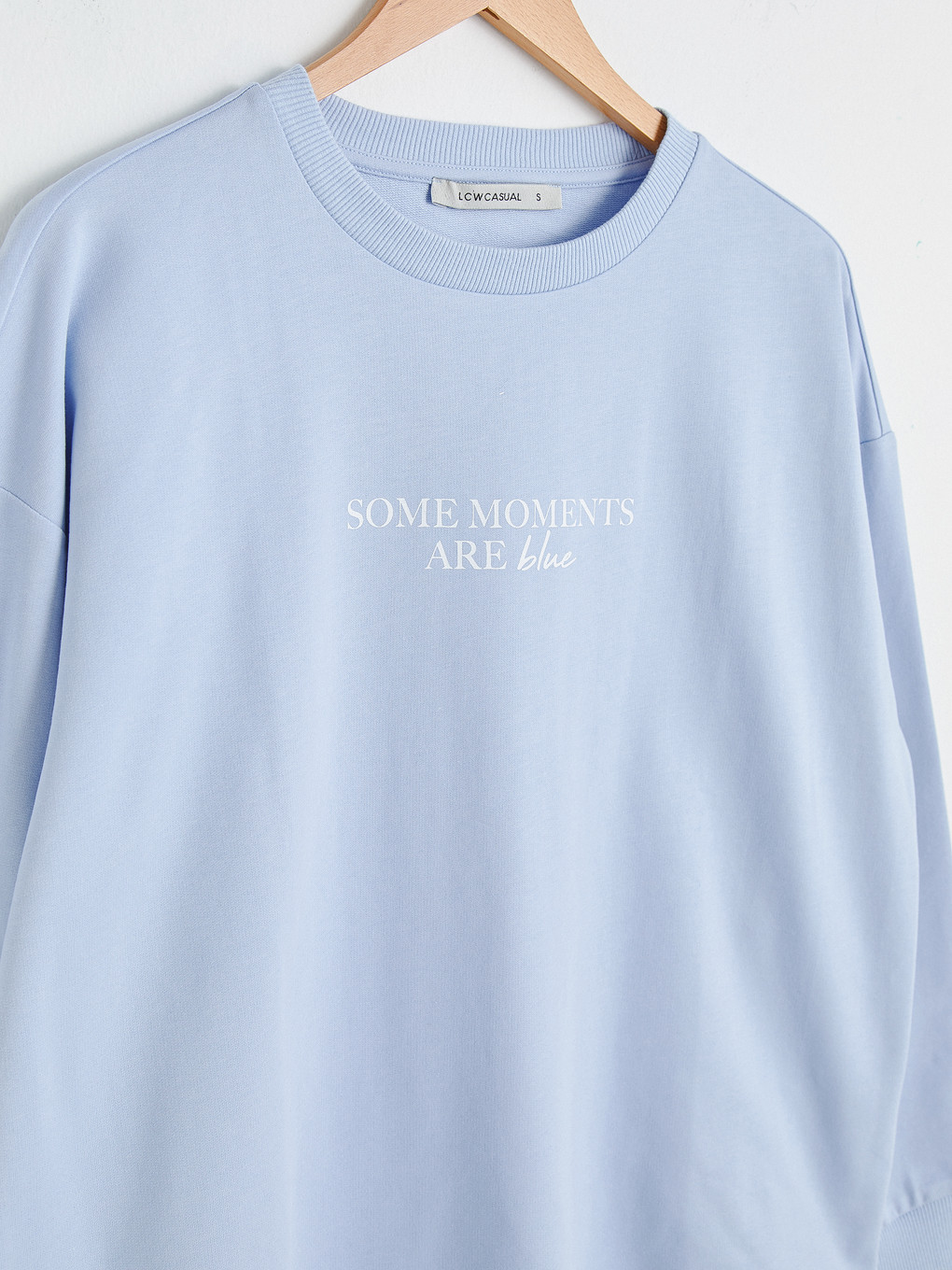 Mavi Slogan Baskılı Bisiklet Yaka Sweatshirt-7