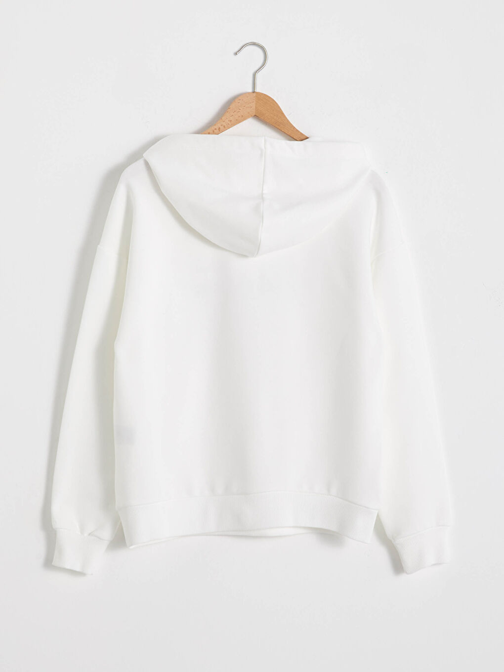 Beyaz Yazı Baskılı Kadın Kalın Hoodie-6