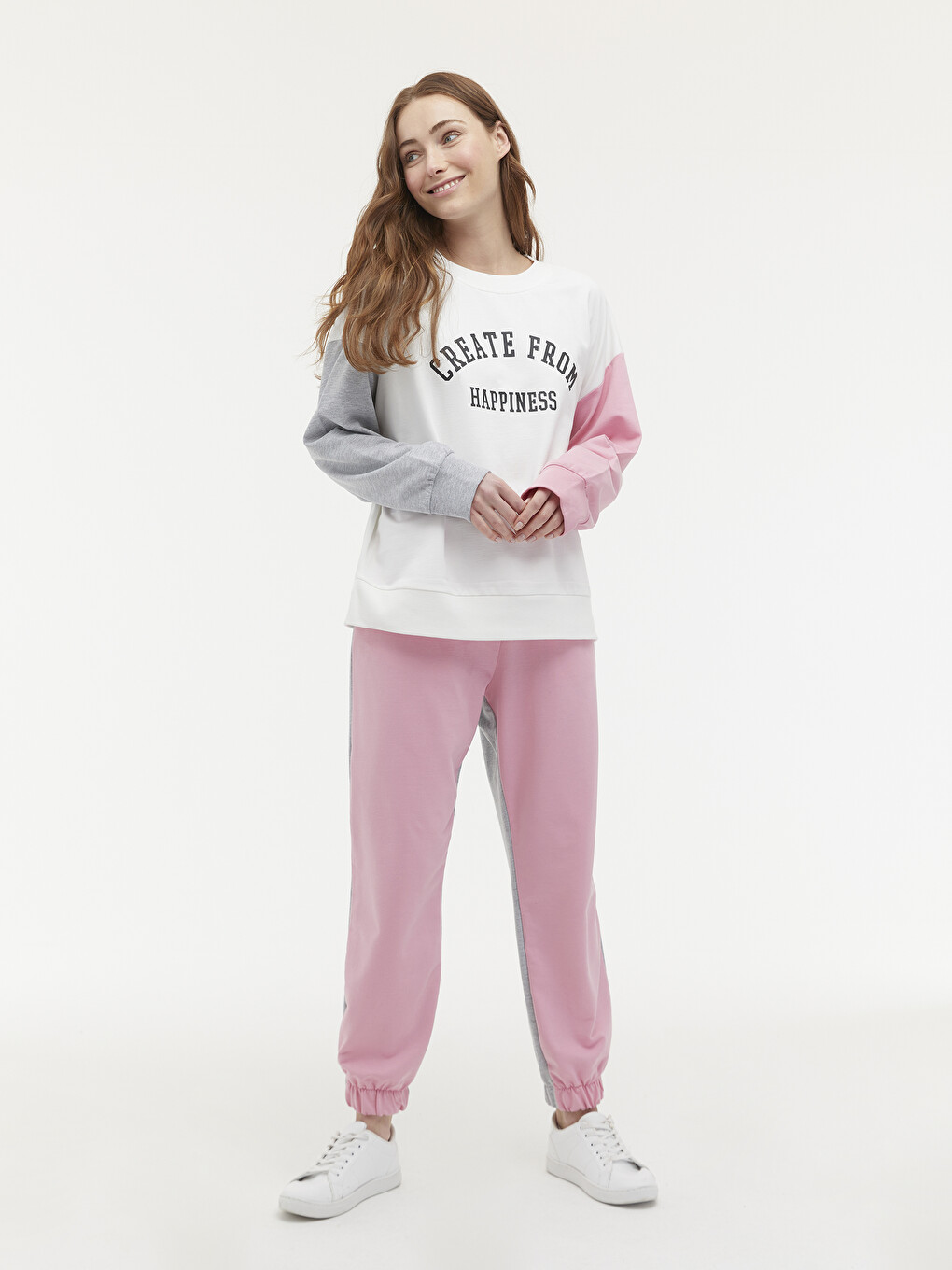 Slogan Baskılı Bisiklet Yaka Sweatshirt-3