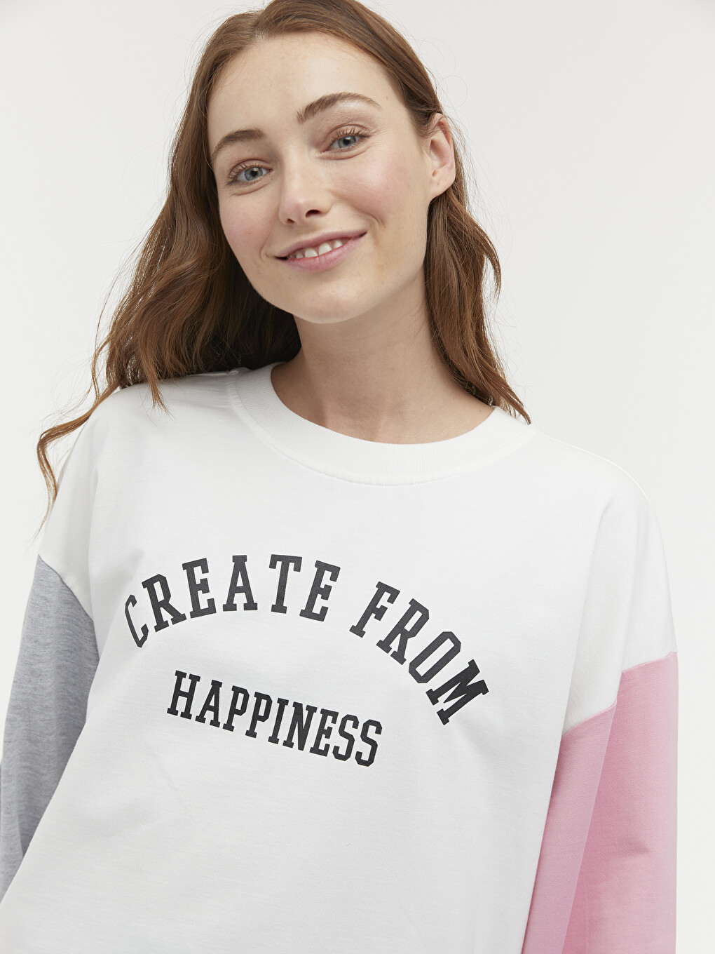 Slogan Baskılı Bisiklet Yaka Sweatshirt-1