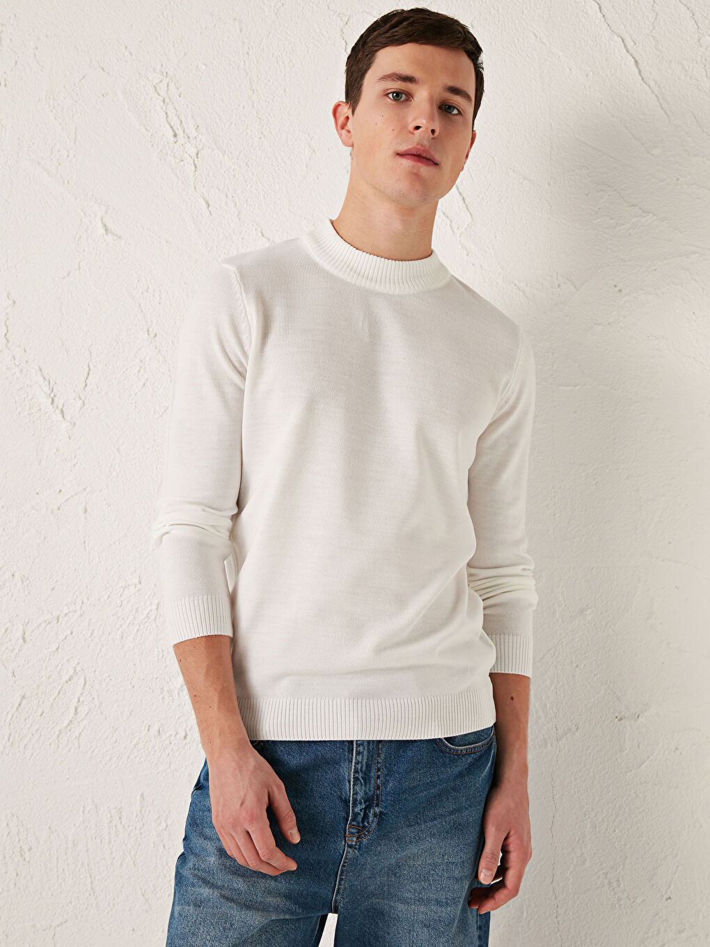 Mock Turtleneck Lightweight Tricot Jumper