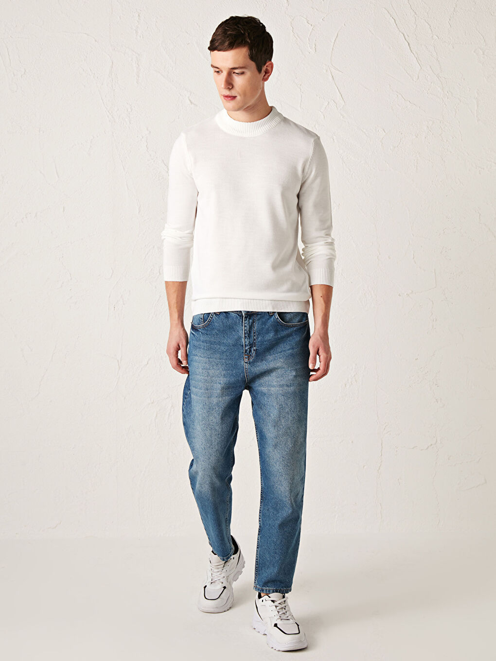 Mock Turtleneck Lightweight Tricot Jumper-2