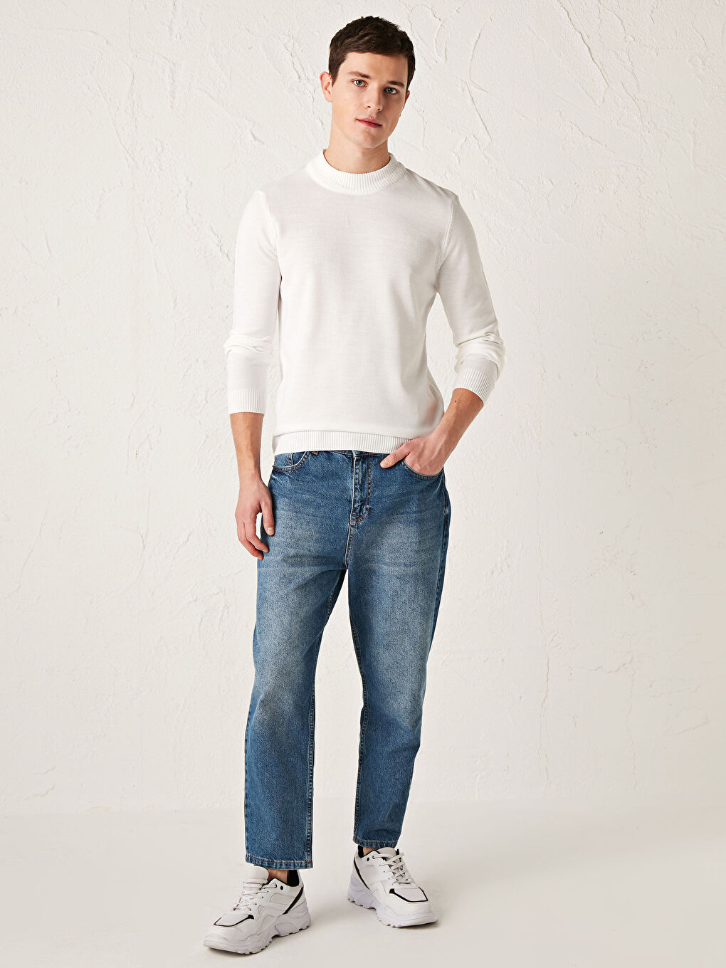 Mock Turtleneck Lightweight Tricot Jumper-3