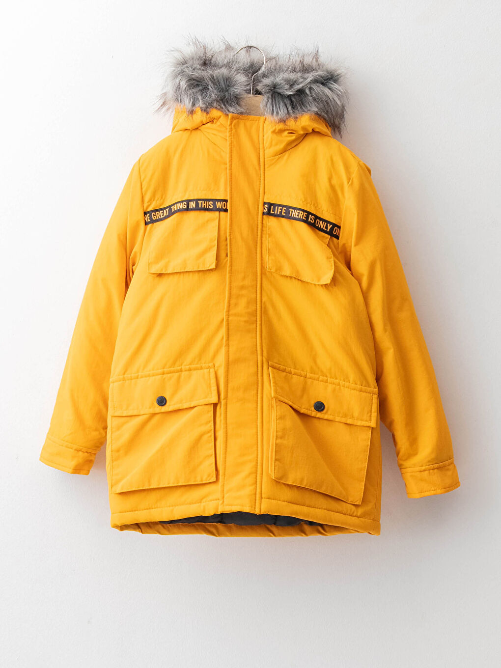 Hooded Printed Long Sleeve Boys Coat