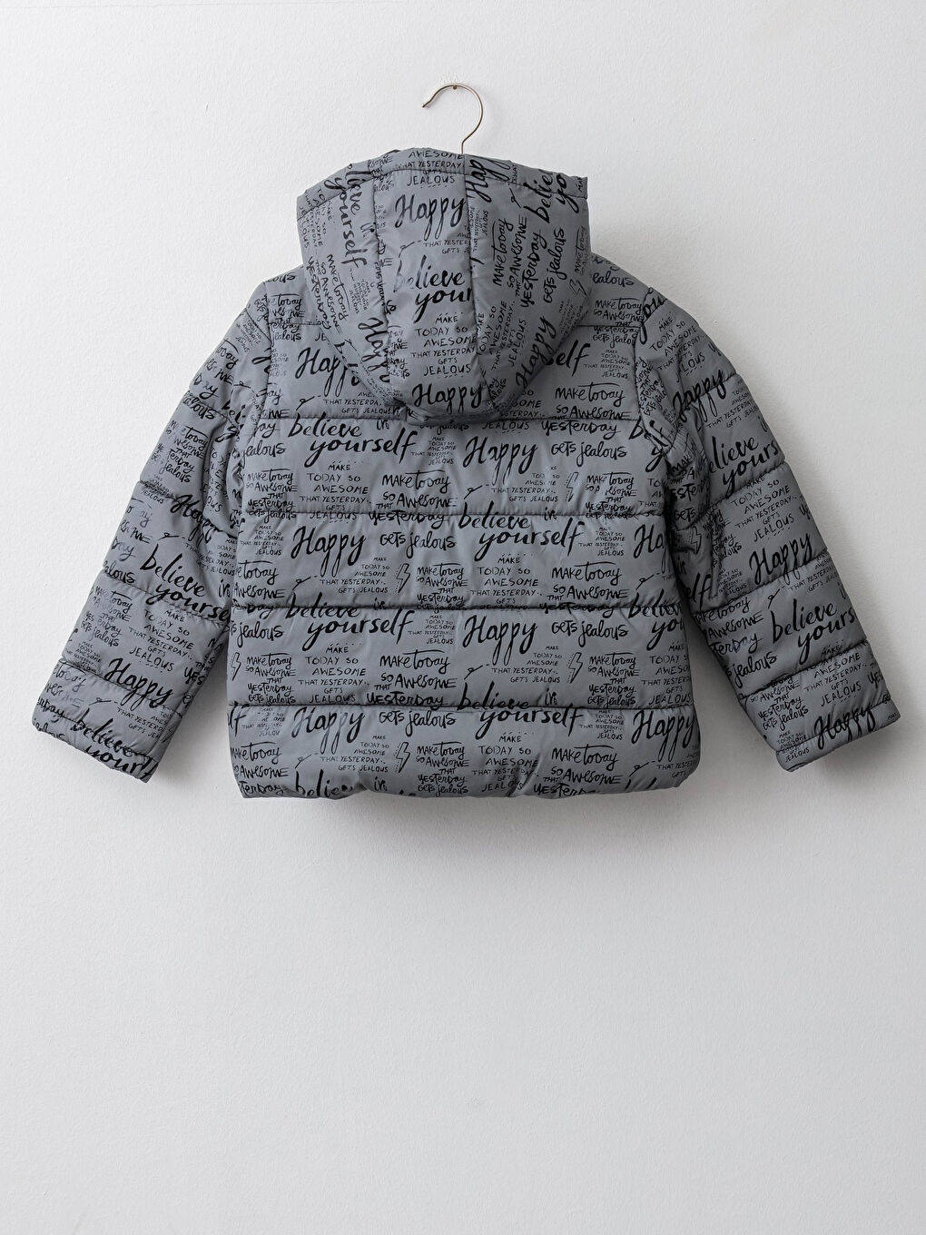 LCW Kids Hooded Printed Reflector Detailed Girl's Coat -W10431Z4-LRW