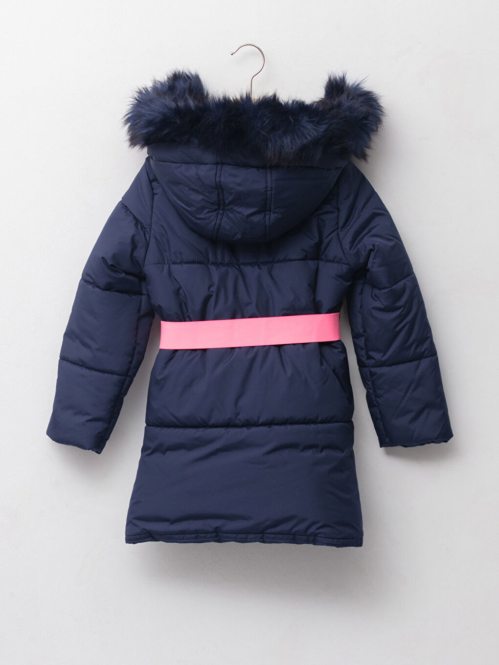 Kapüşonlu Baskılı Kız Çocuk Kalın Kaban-1