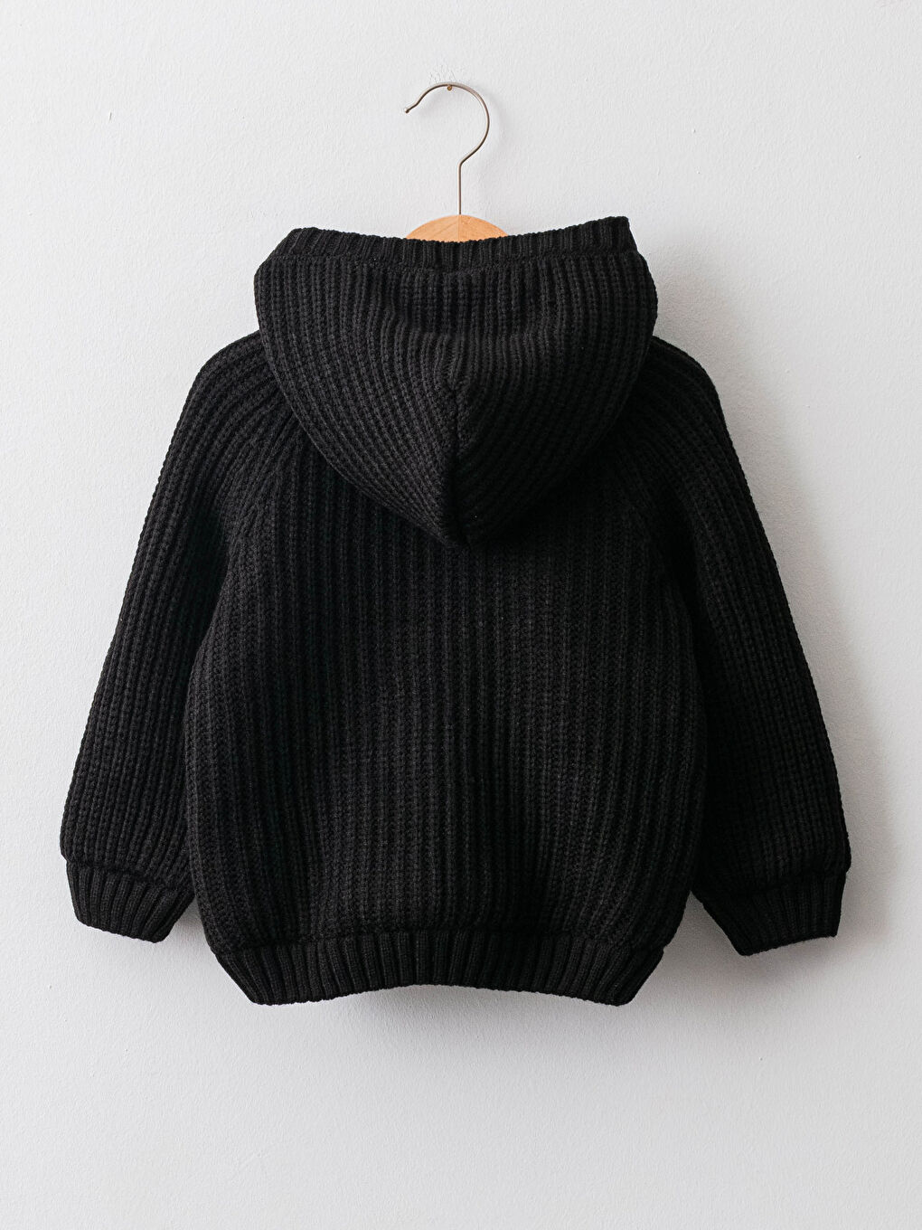 Hooded Long Sleeve Baby Boy Knitwear Zippered Cardigan-1