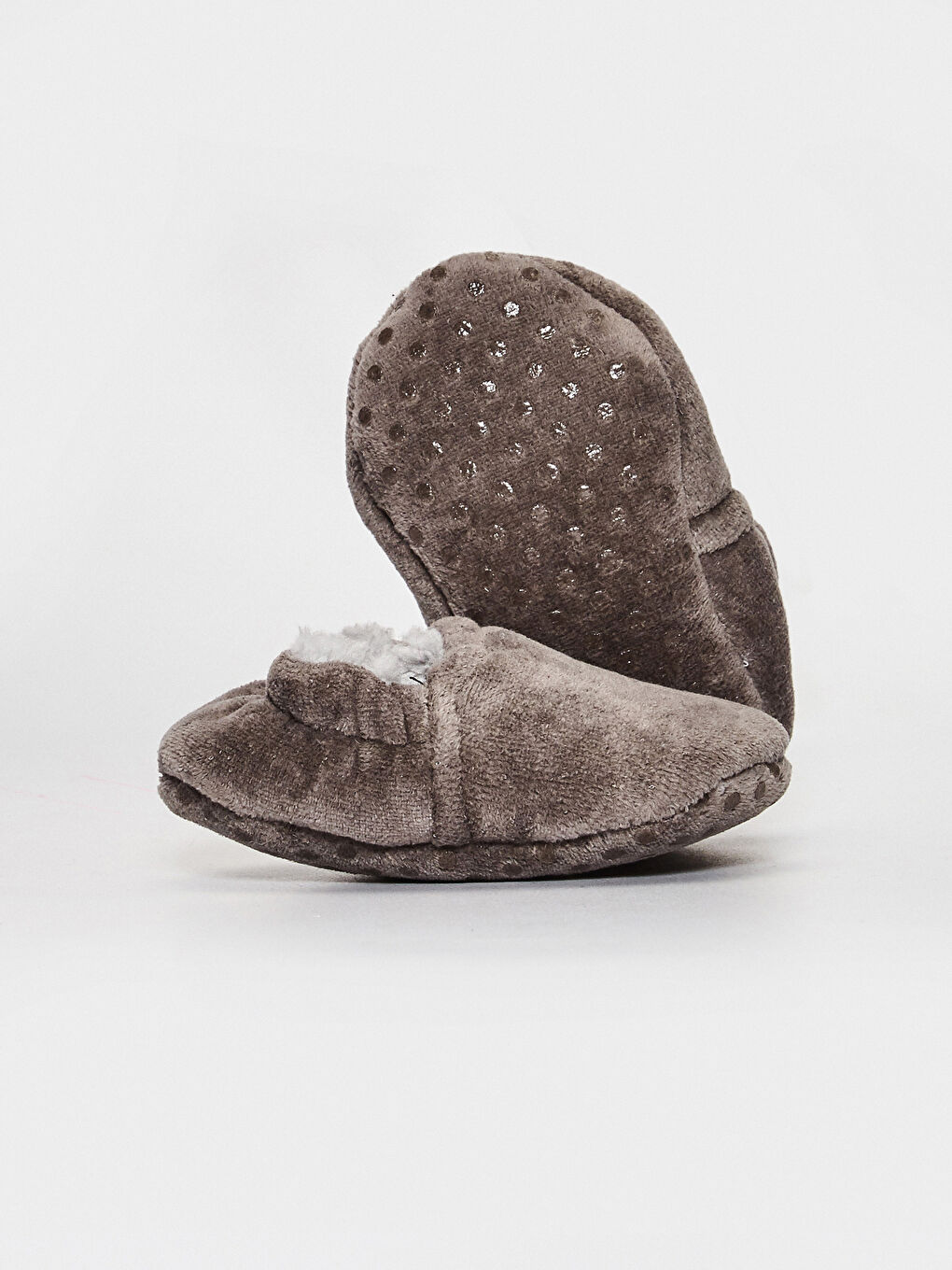 Gri Erkek Bebek Yürüme Öncesi Ev Ayakkabısı-2