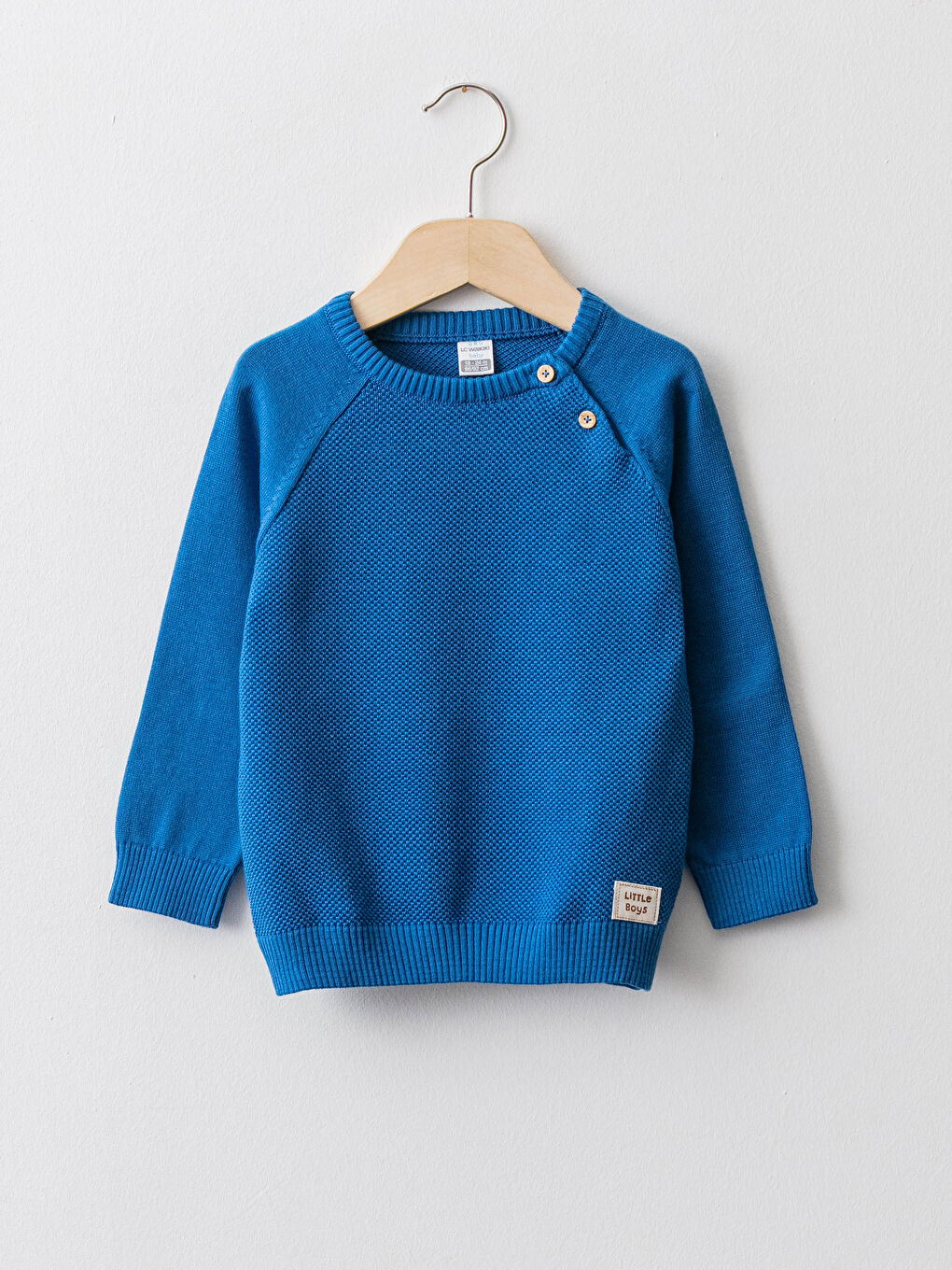 Pulover Tricotat Bebeluși Băieți cu Model Propriu și Guler Rotund-1