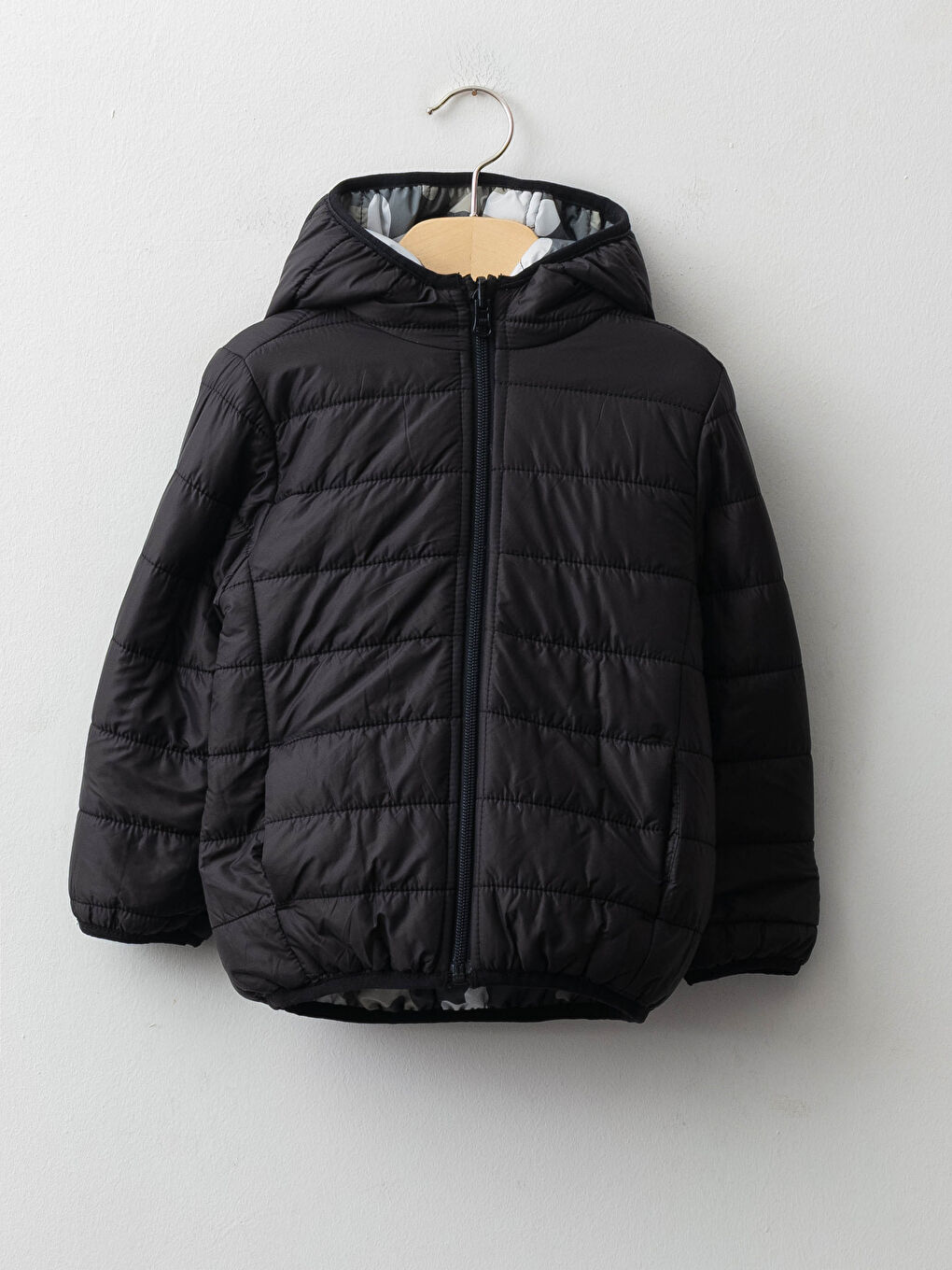 Palton cu Glugă, Mânecă Lungă, Reversibil, cu Fermoar pentru Bebeluși Băieți-2