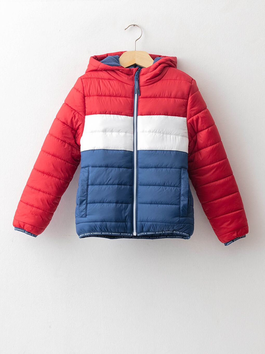 Hooded Color Block Long Sleeve Boy's Down Jacket