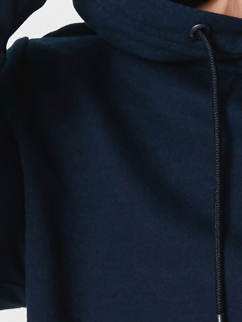 Lacivert Uzun Kollu Kalın Erkek Hoodie-3