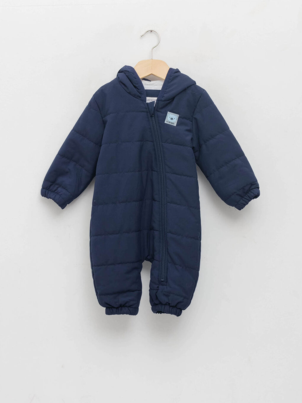 Lacivert Kapüşonlu Uzun Kollu Basic Erkek Bebek Fermuarlı Astronot Mont