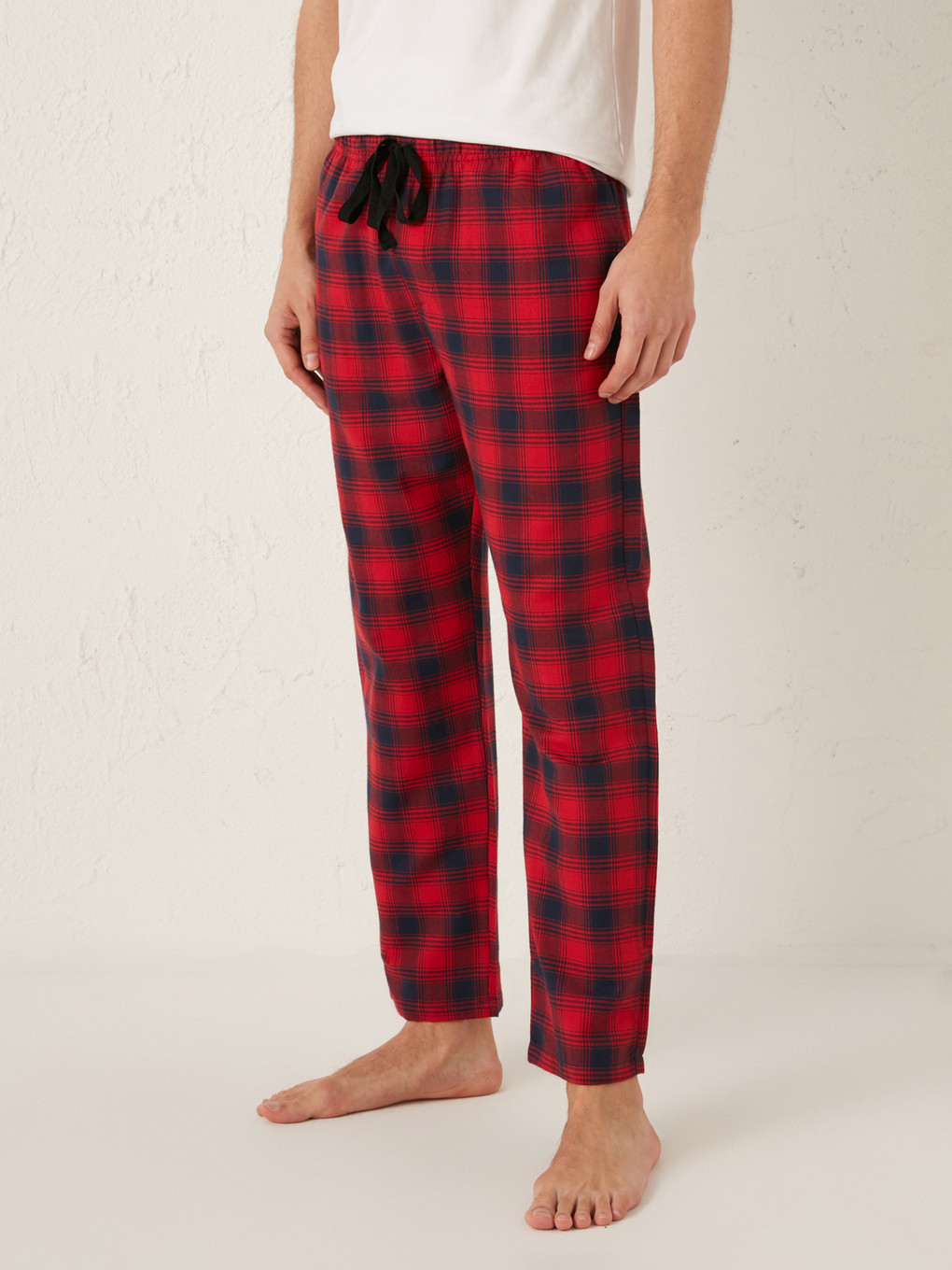 Kırmızı Standart Kalıp Ekose Erkek Pijama Alt-2