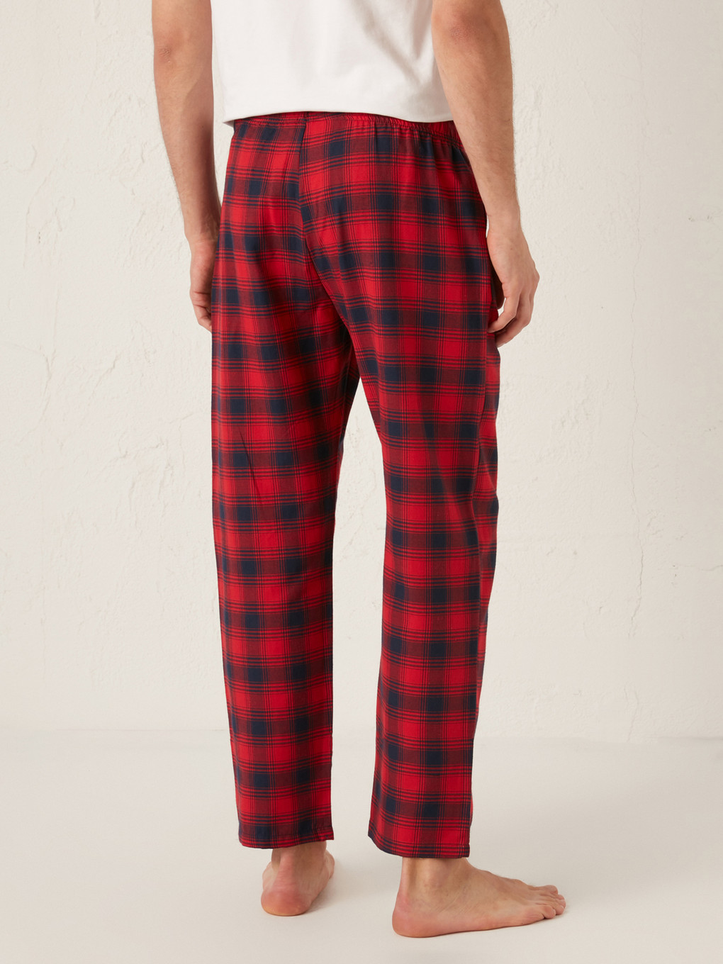 Kırmızı Standart Kalıp Ekose Erkek Pijama Alt-3