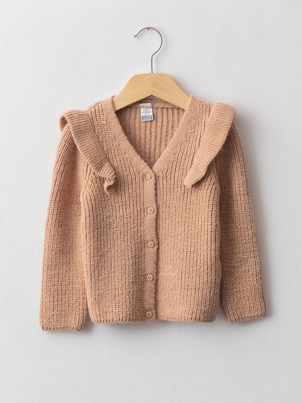 V-Ausschnitt Rüschen Detail Knöpfe Langarm Baby Mädchen Strickjacke