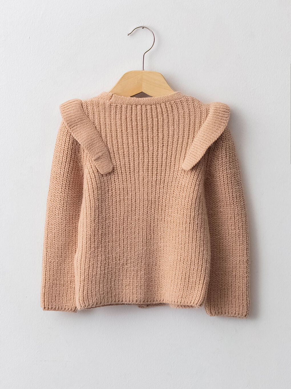 V-Ausschnitt Rüschen Detail Knöpfe Langarm Baby Mädchen Strickjacke-1