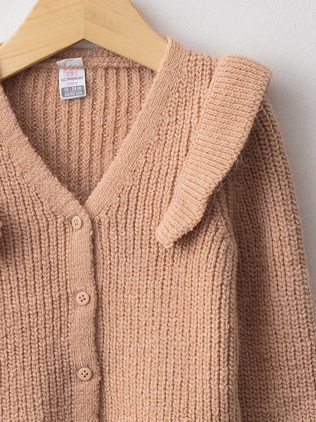 V-Ausschnitt Rüschen Detail Knöpfe Langarm Baby Mädchen Strickjacke-2