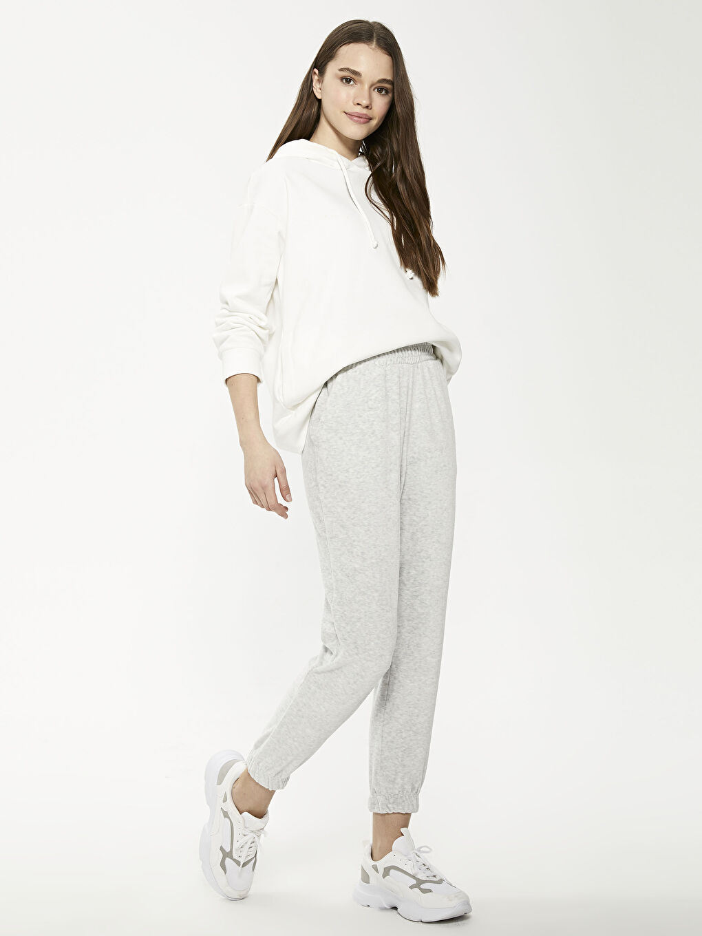 Women's Velvet Tracksuit Bottom With Elastic Waist-1