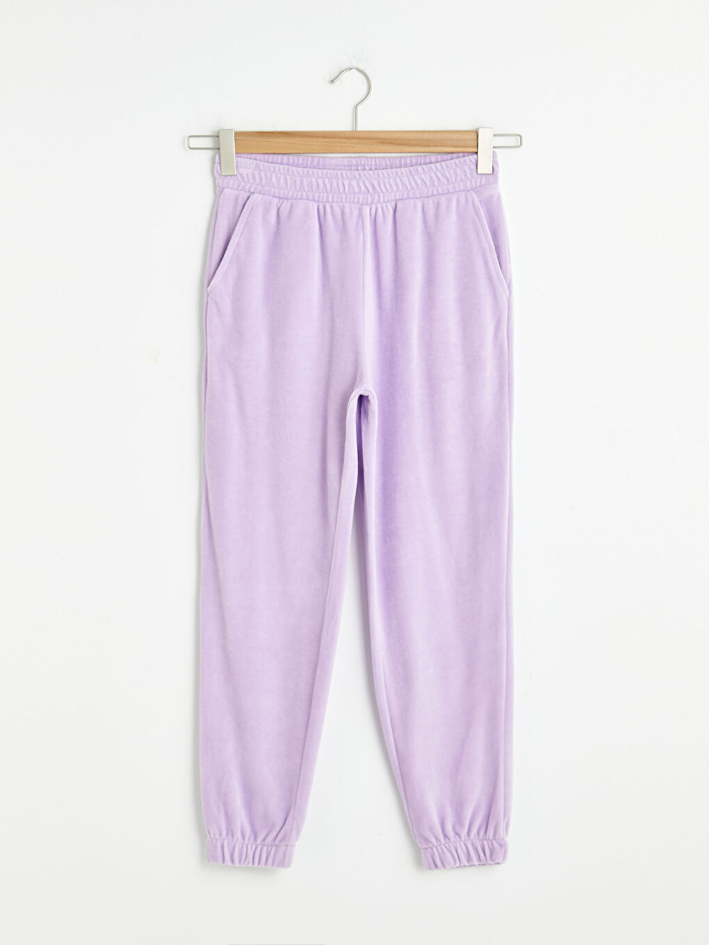 Women's Velvet Tracksuit Bottom With Elastic Waist-4