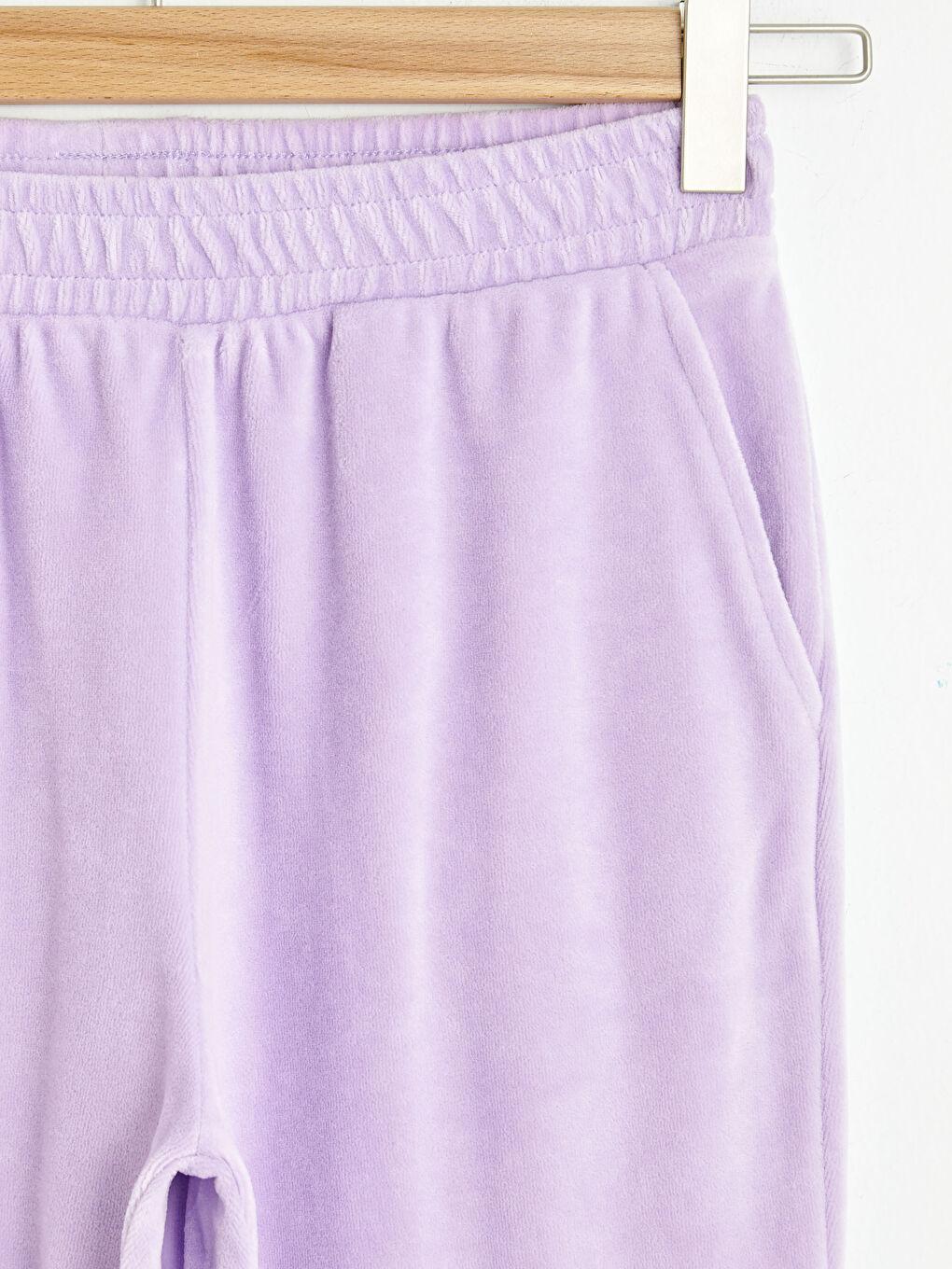 Women's Velvet Tracksuit Bottom With Elastic Waist-5