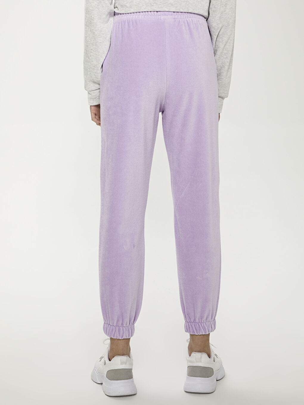 Women's Velvet Tracksuit Bottom With Elastic Waist-3