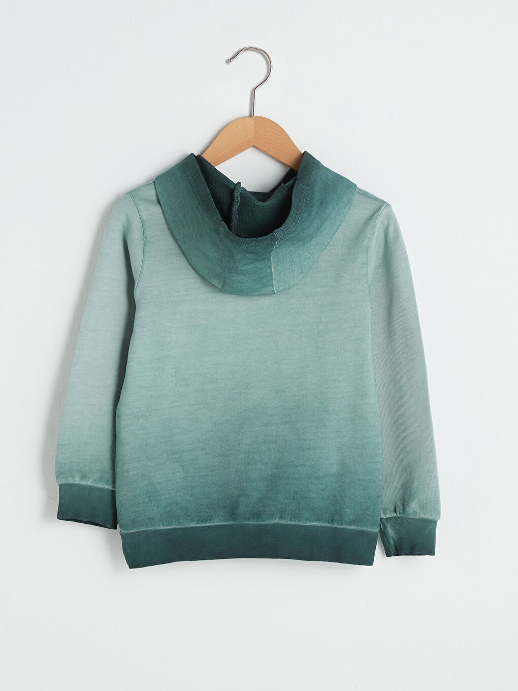 Turkuaz Kapüşonlu Nakış Detaylı Uzun Kollu Erkek Çocuk Sweatshirt-1