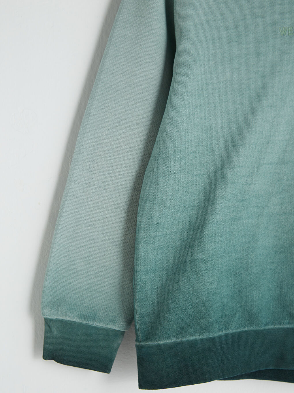 Turkuaz Kapüşonlu Nakış Detaylı Uzun Kollu Erkek Çocuk Sweatshirt-2