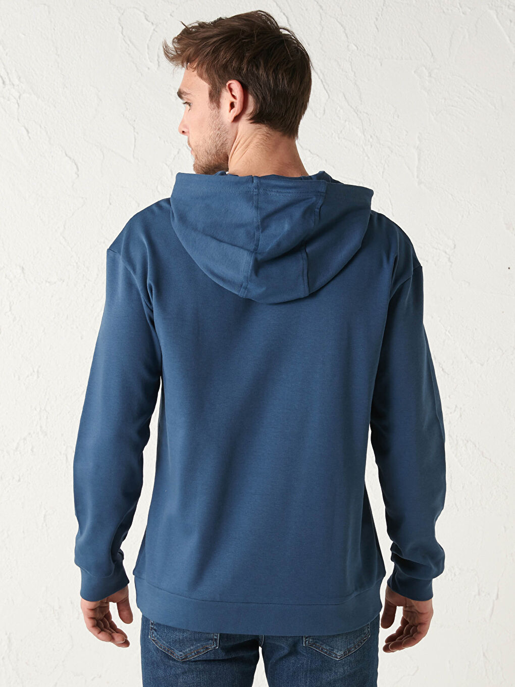 İndigo Kanguru Cepli Hoodie-3