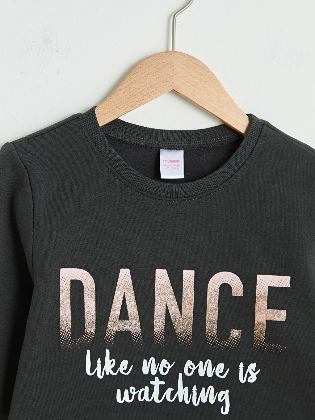 Antrasit Bisiklet Yaka Baskılı Uzun Kollu Kız Çocuk Pijama Takımı-1