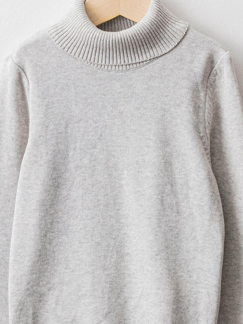 Gri Balıkçı Yaka Basic Uzun Kollu Kız Çocuk İnce Triko Kazak-2