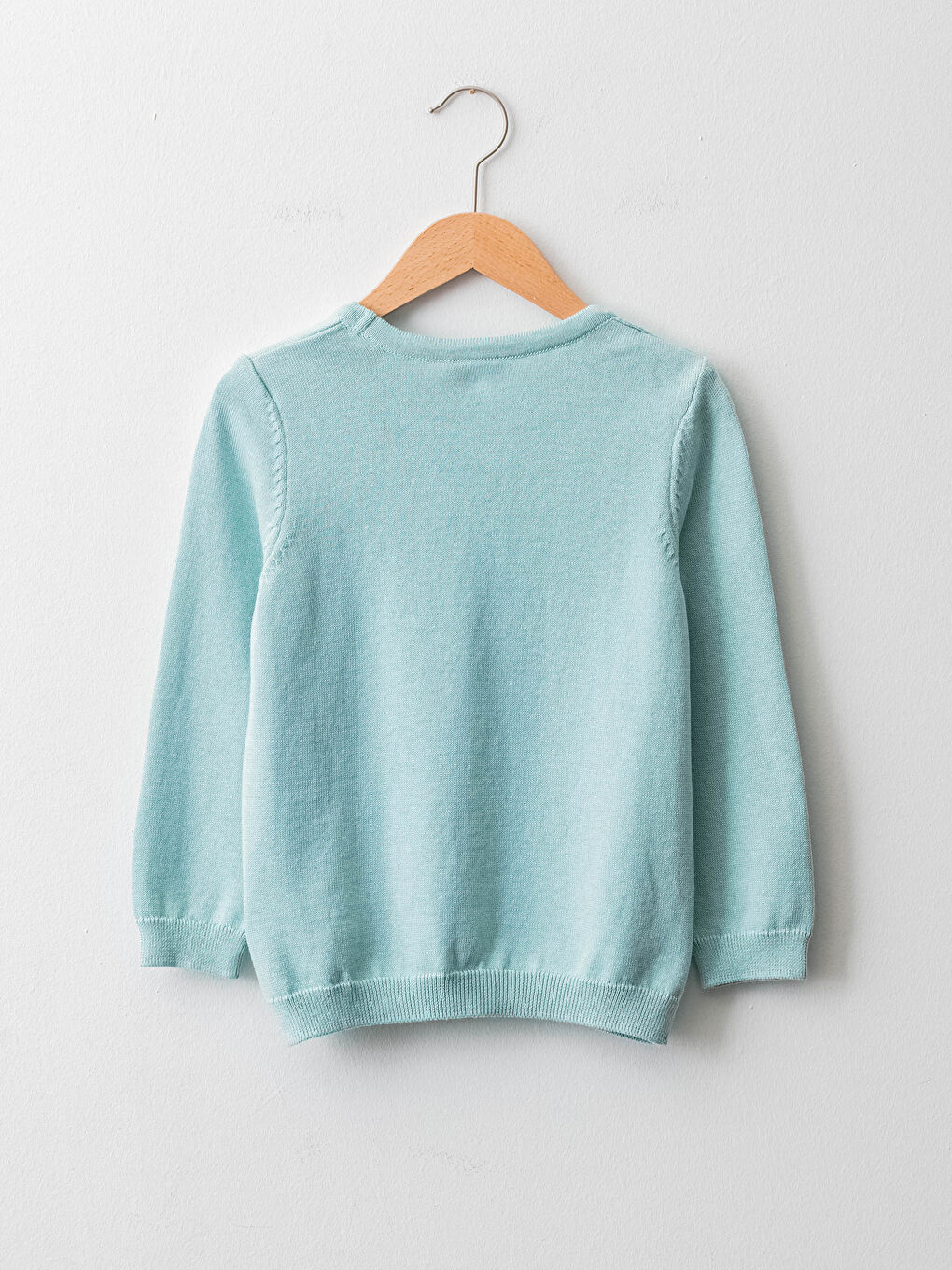 Crew Neck Basic Long Sleeve Girl Thin Tricot Sweater-1