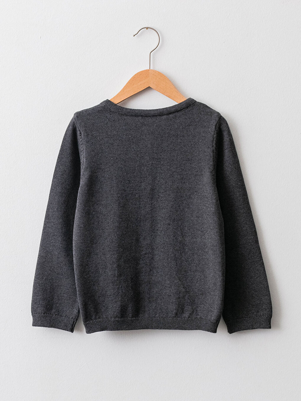 Crew Neck Basic Long Sleeve Girls Slim Knitwear Cardigan-1