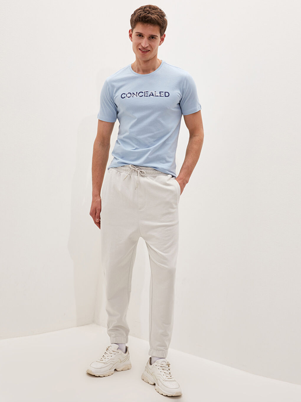 Gri Bol Kalıp Erkek Jogger Eşofman Altı-1