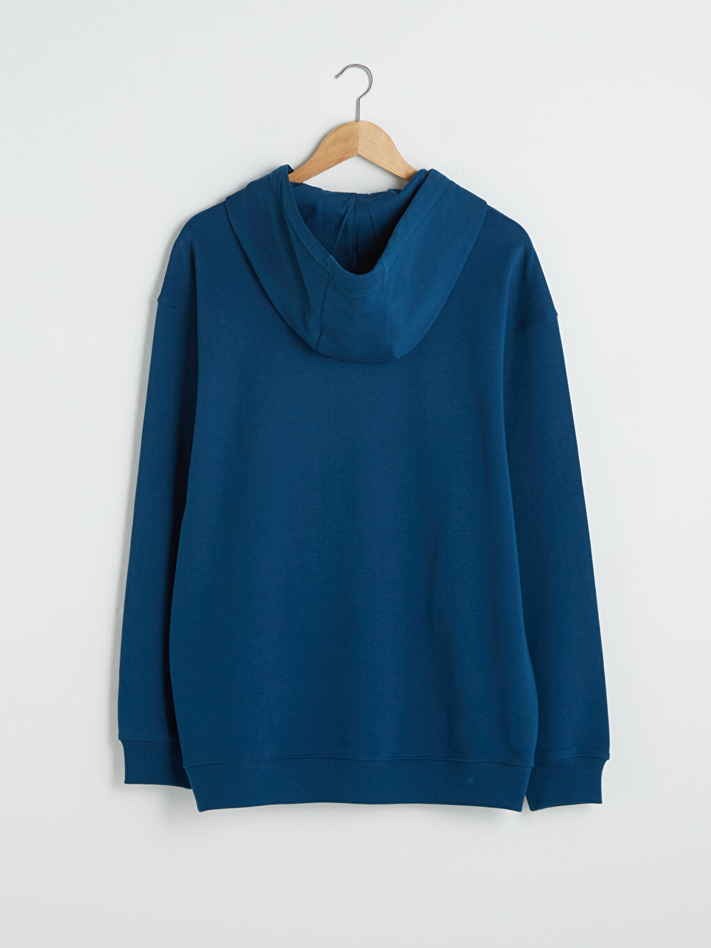 Petrol Uzun Kollu Basic Kalın Erkek Hoodie-6