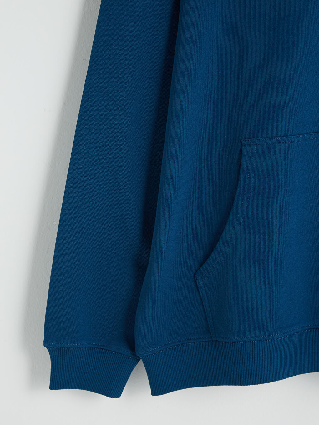 Petrol Uzun Kollu Basic Kalın Erkek Hoodie-7