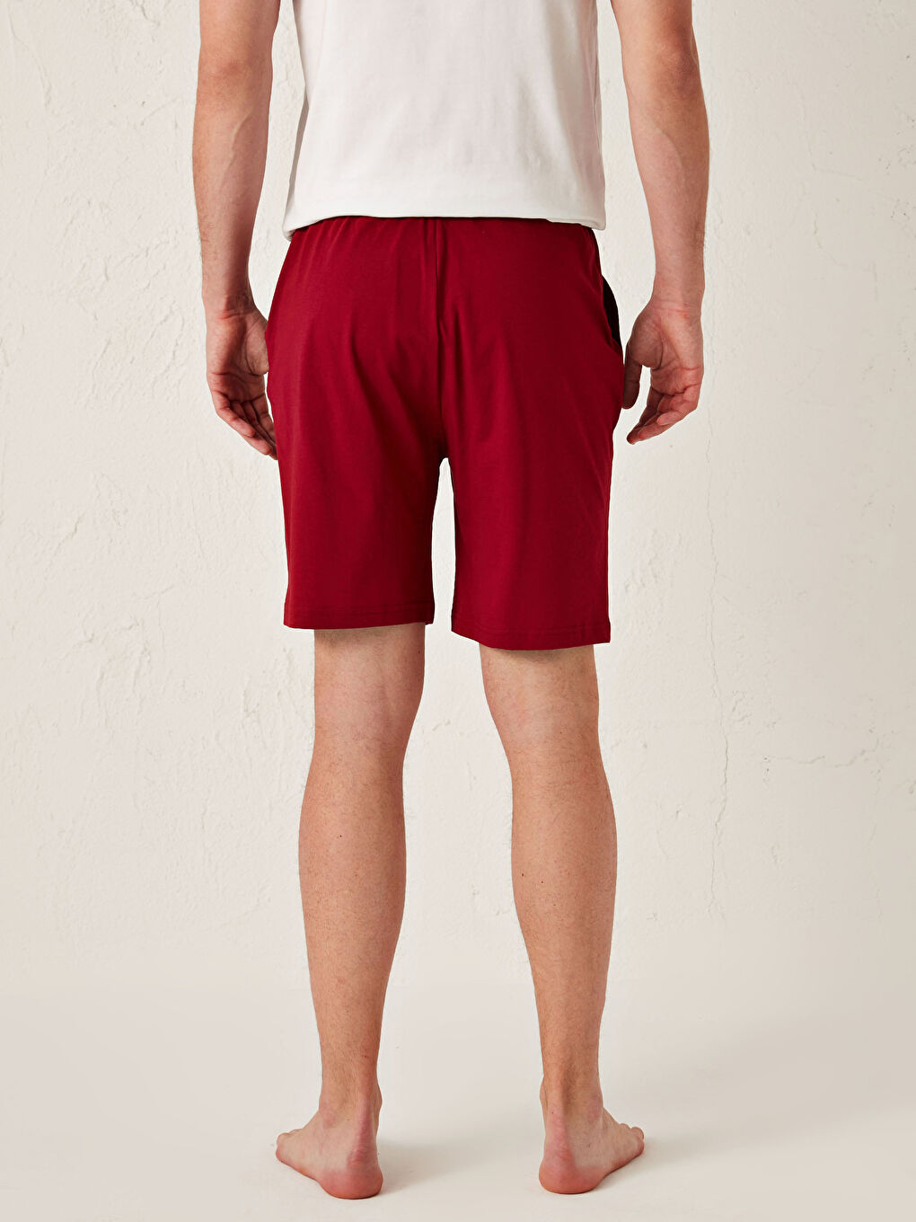 Bordo Standart Kalıp Pamuklu Erkek Pijama Alt Şort-3
