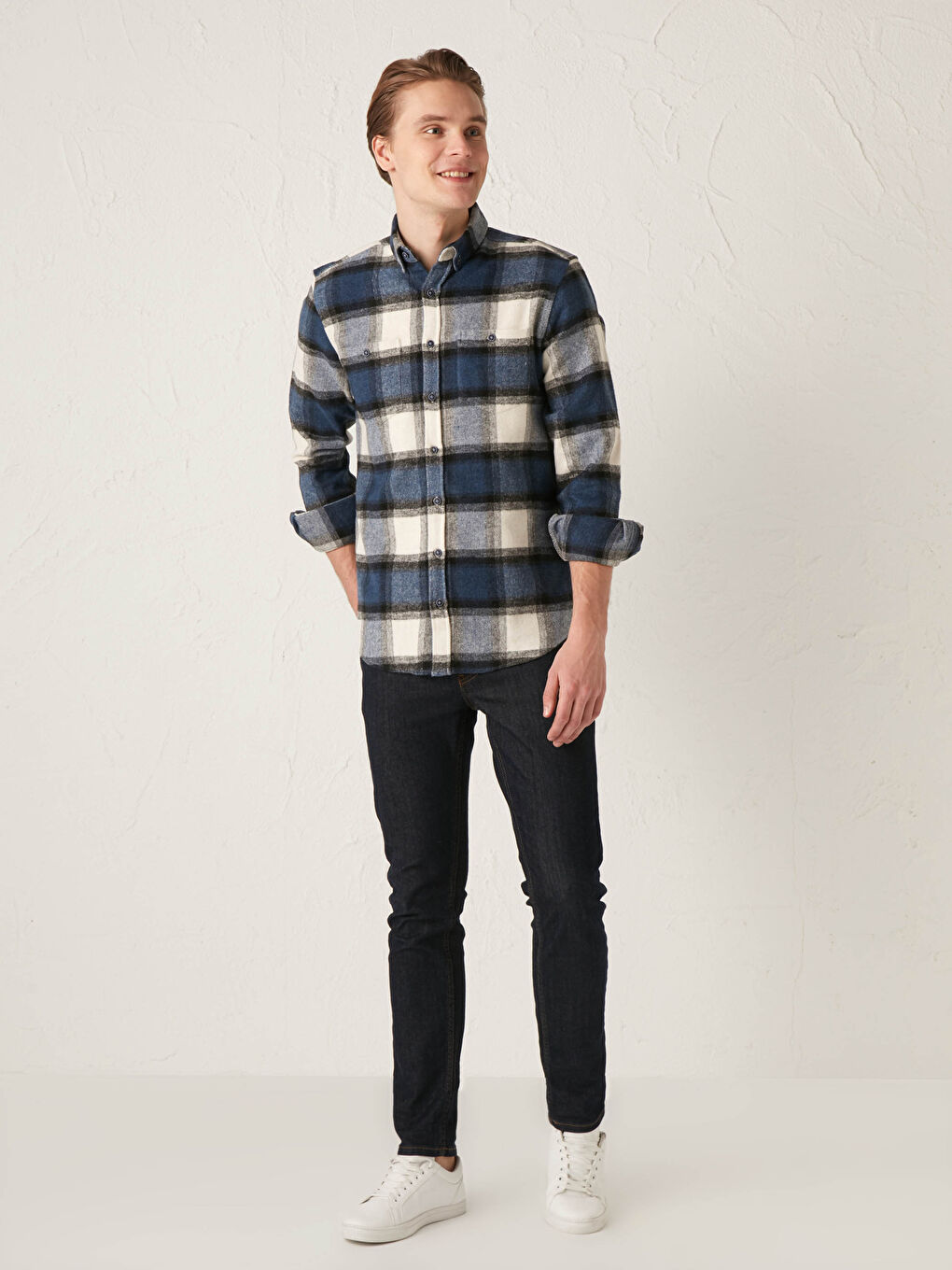 İndigo Regular Fit Uzun Kollu Ekose Erkek Oduncu Gömlek-2